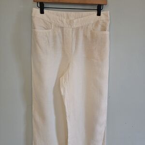 J. Jill Love Linen Ivory Wide Leg Pants Size Small